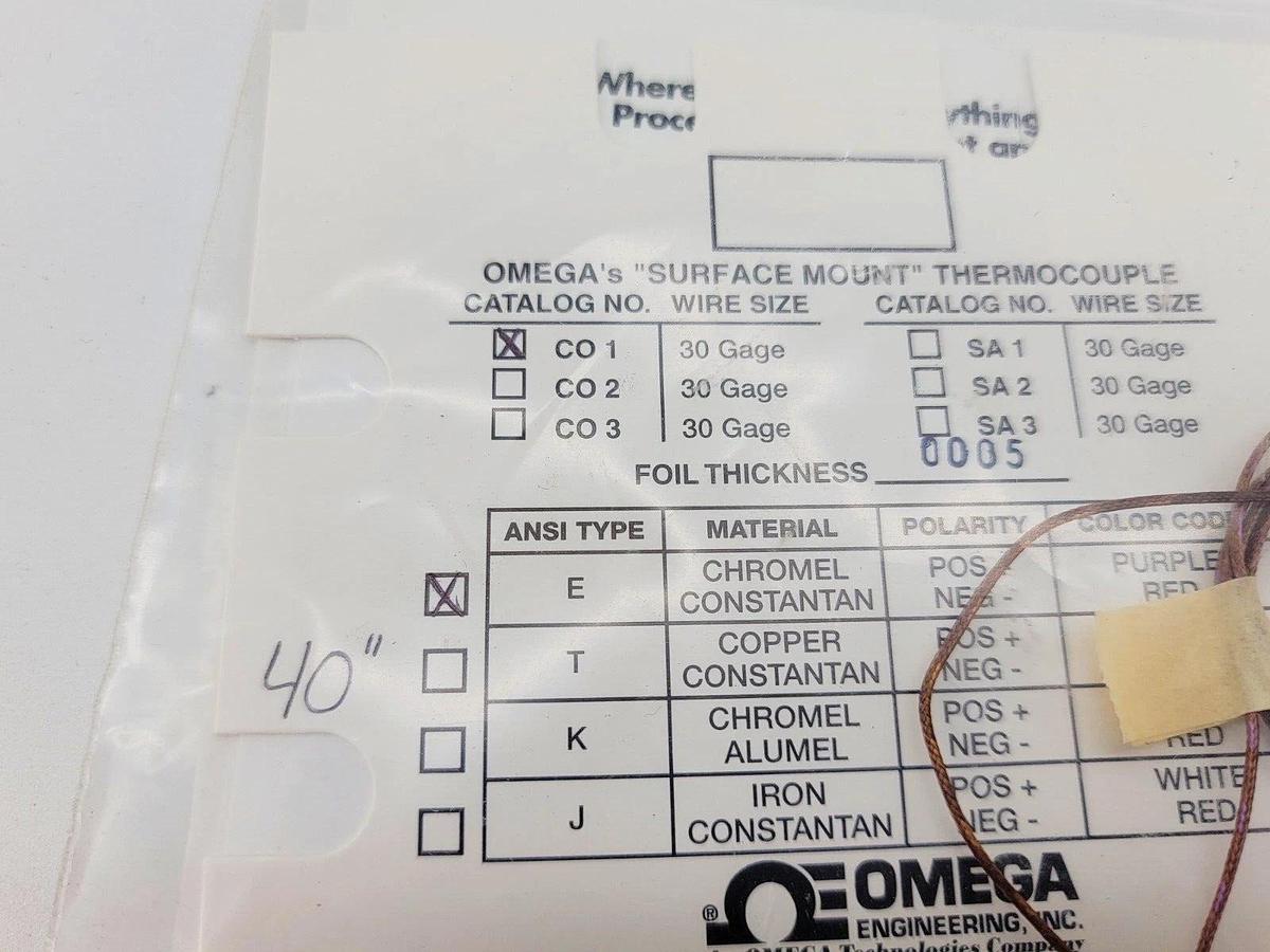 New Omega CO1-E Chromel Constantan Thermocouple 260C 40"
