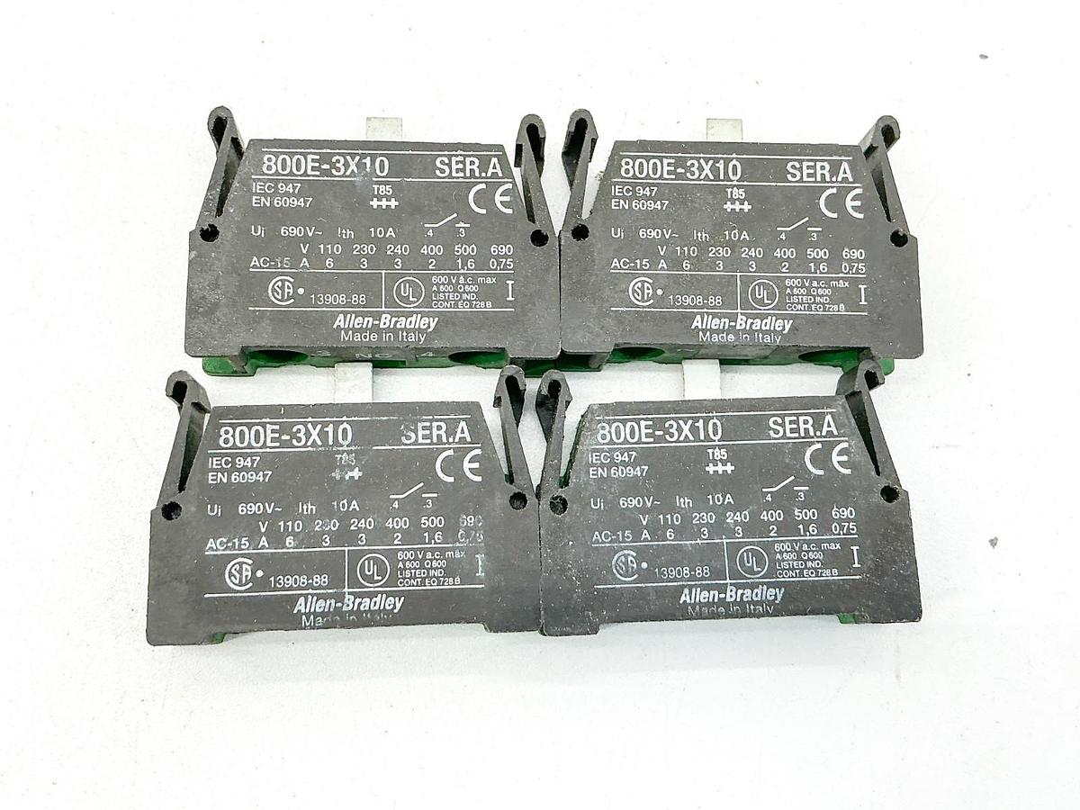 Used Lot of 4 Allen Bradley 800E-3X10 Contact Block 690V 10A Ser.A - No Box