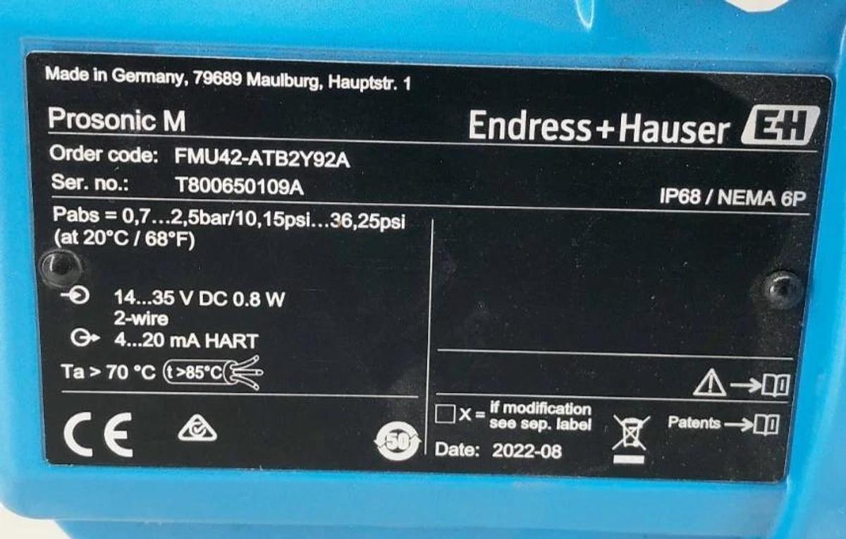 New Endress+Hauser FMU42-ATB2Y92A Ultrasonic Level Transmitter Prosonic M No Box