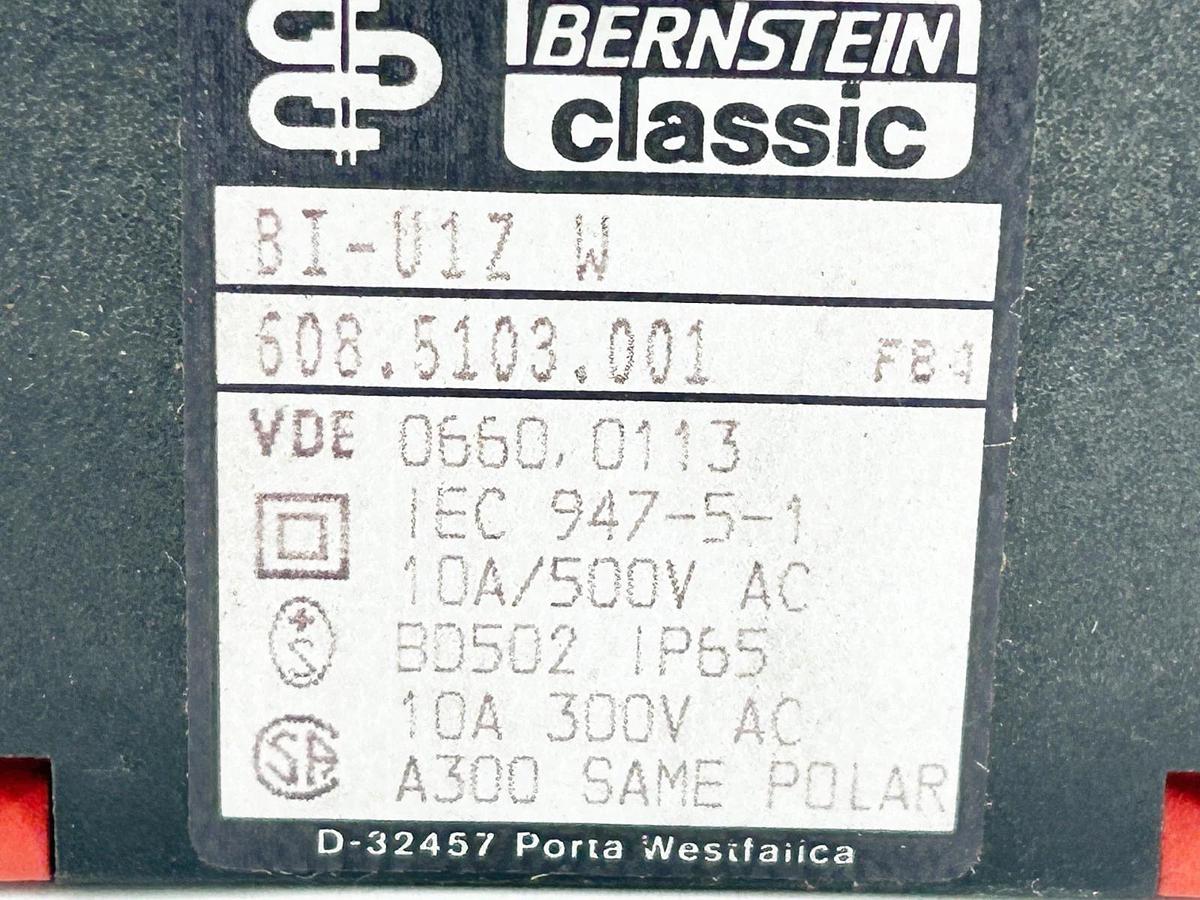 New Bernstein BI-U1Z-W Limit Switch 10A 500V IP65 608-5103-001