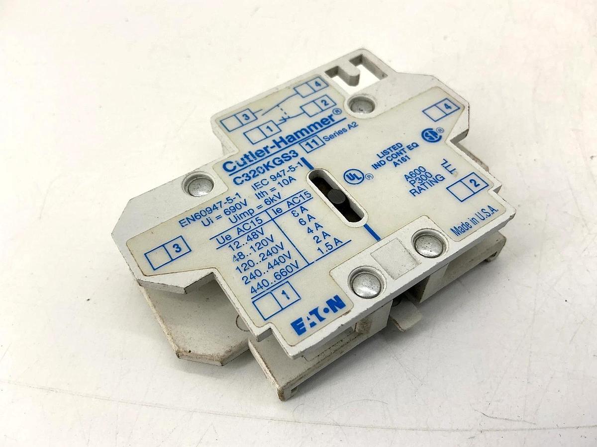 New Cutler-Hammer C320KGS3 Ser A2 Auxiliary Contact 1NO/1NC 10A 600VAC - No Box