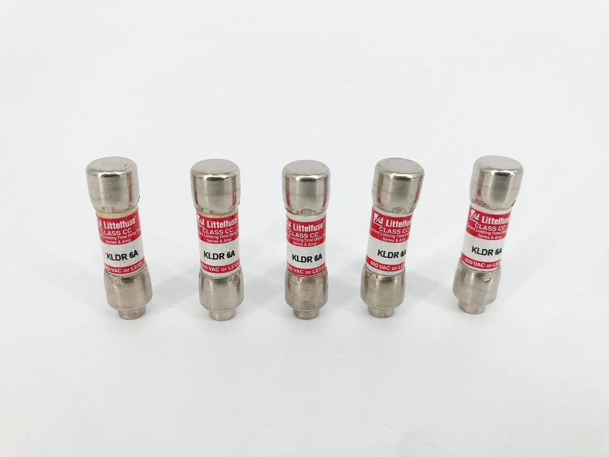 Lot of 5 New Littelfuse KLDR 6A Time Delay Fuses 6A 600VAC Class CC - No Box