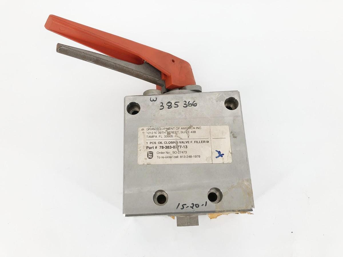 Used Gram Equipment 78-383-0777-13 Oil Closing Valve SO-27473