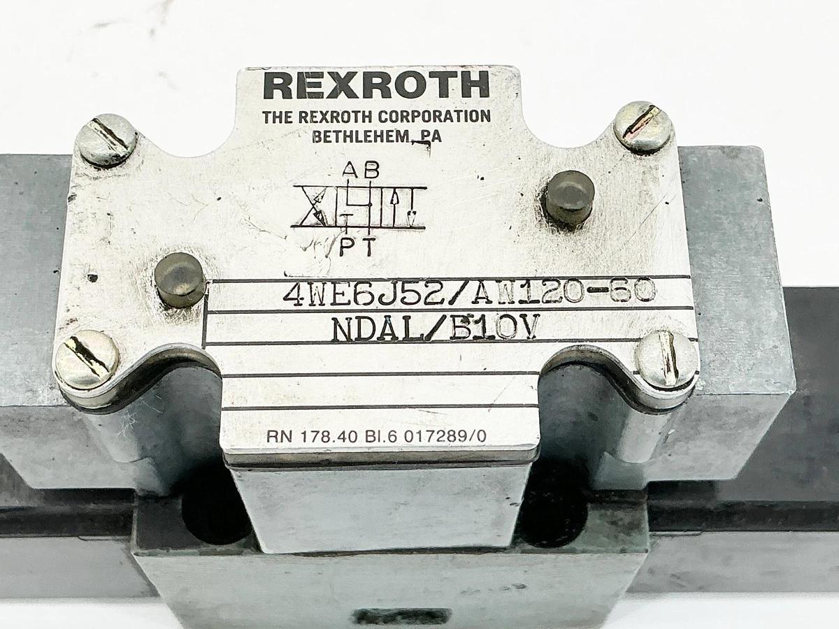 Used Rexroth 4WE6J52/AW120-60-NDAL/B10V Control Valve 120V 46VA 60Hz