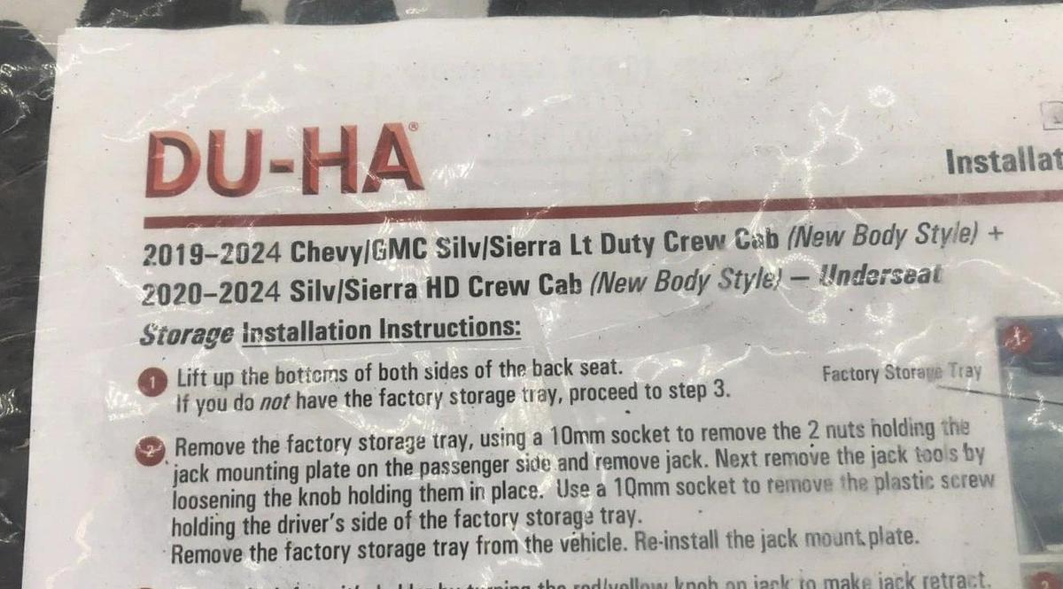 New Du-Ha 10400 Underseat Storage Divider Assembly