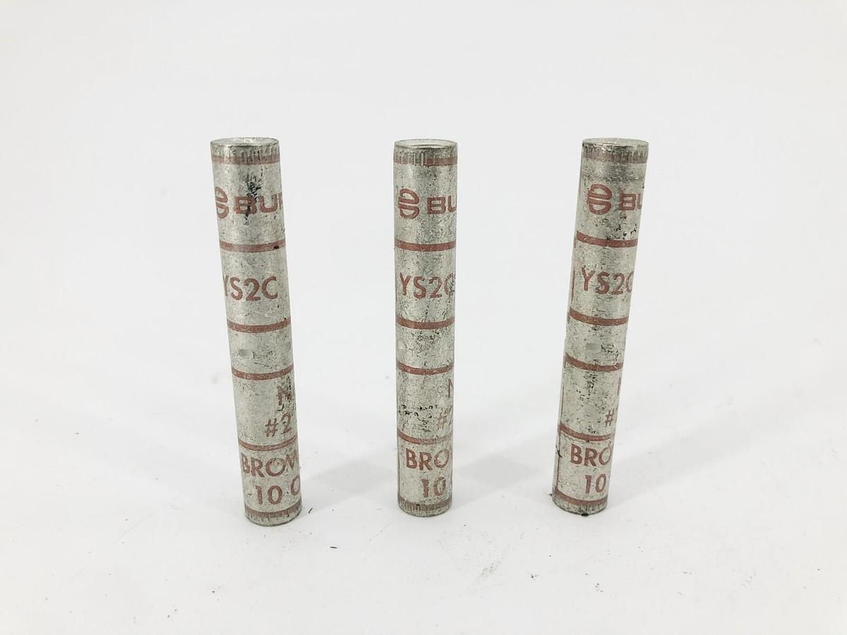 Lot of 3 New Burndy YS2C Barrel Splices N60 #2 STR Brown Die 10 Or 97