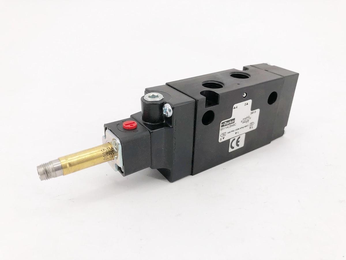 New Parker B511ACB49C Solenoid Valve 1/4" 145psi 24VDC Missing Coil - No Box