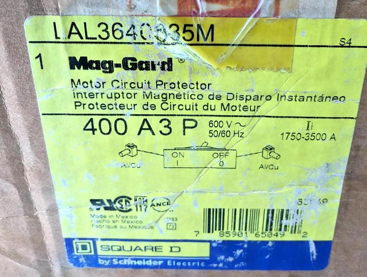 New Square D LAL3640035M Circuit Breaker 400A 3P 600V Mag-Gard LA 400A