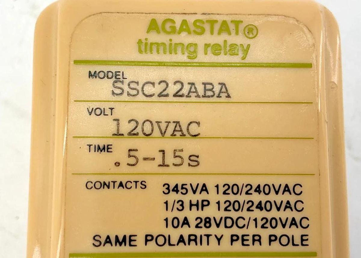 Used AGASTAT SSC22ABA Timing Relay 120VAC Time 0.5-15sec 11-Pin
