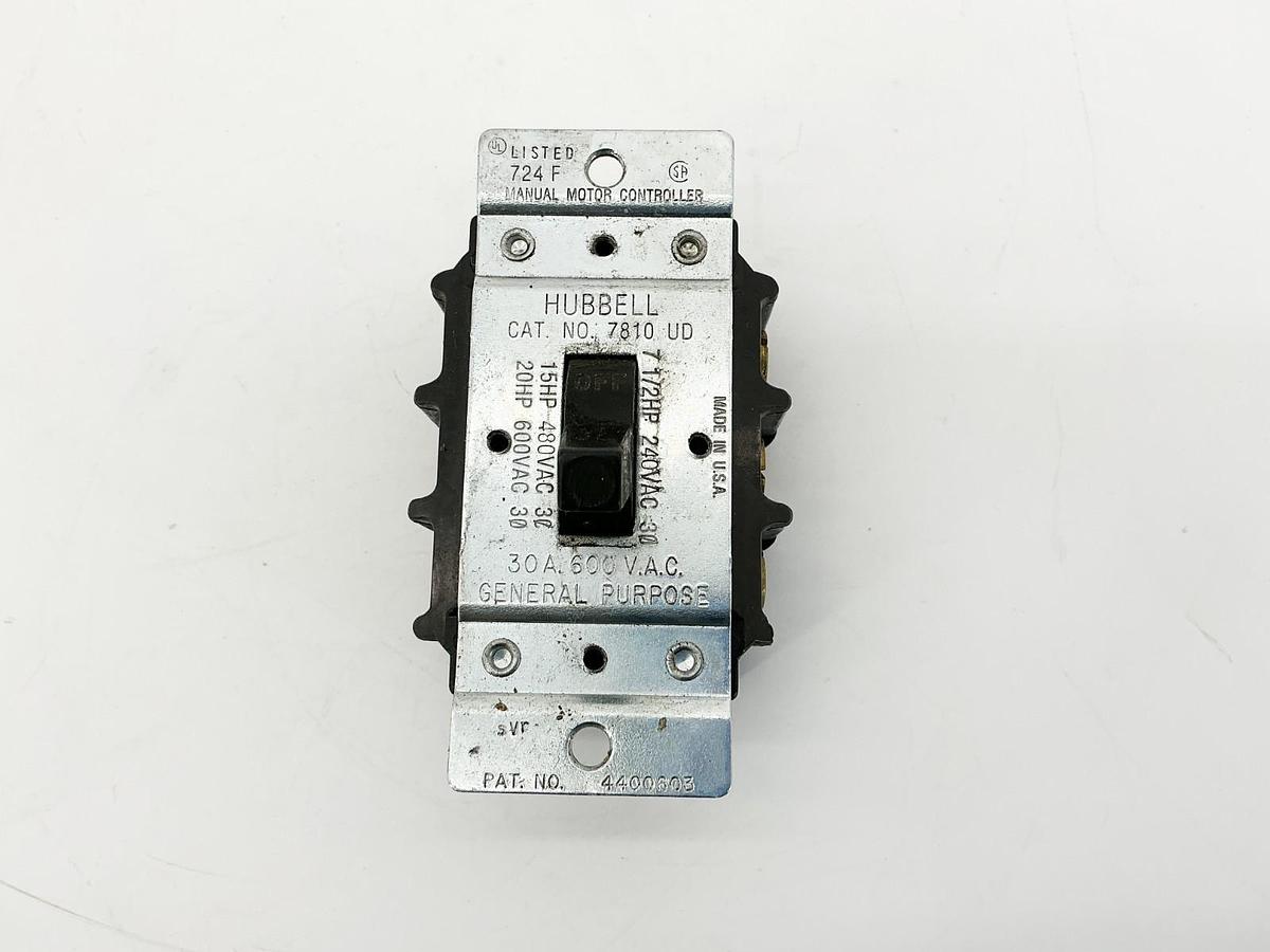 Used Hubbell 7810UD Manual Motor Switch 600V 20HP 30A