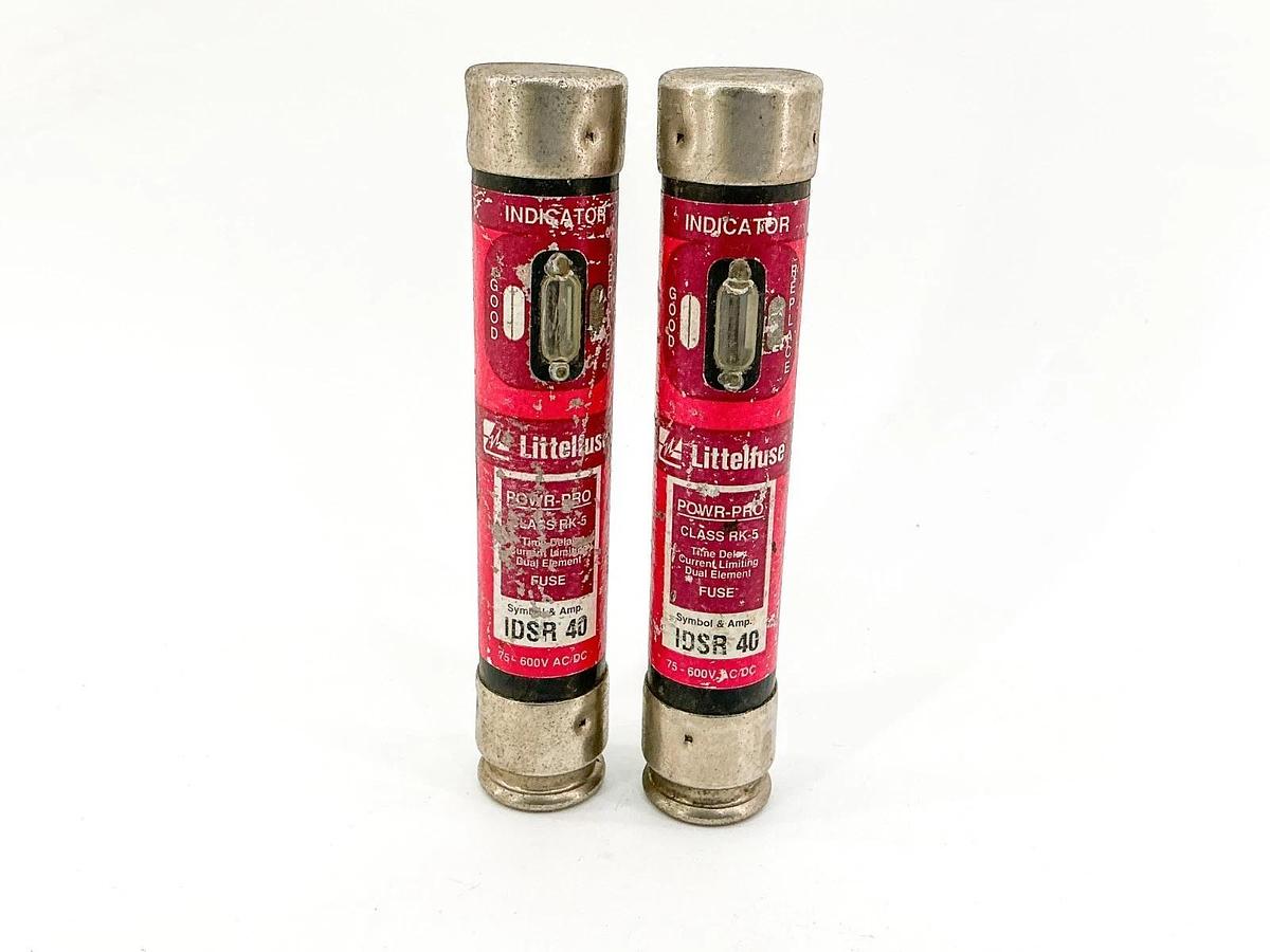 New Lot of 2 Littelfuse IDSR-40 Time Delay Dual Element Fuse 40A 600V Class RK5