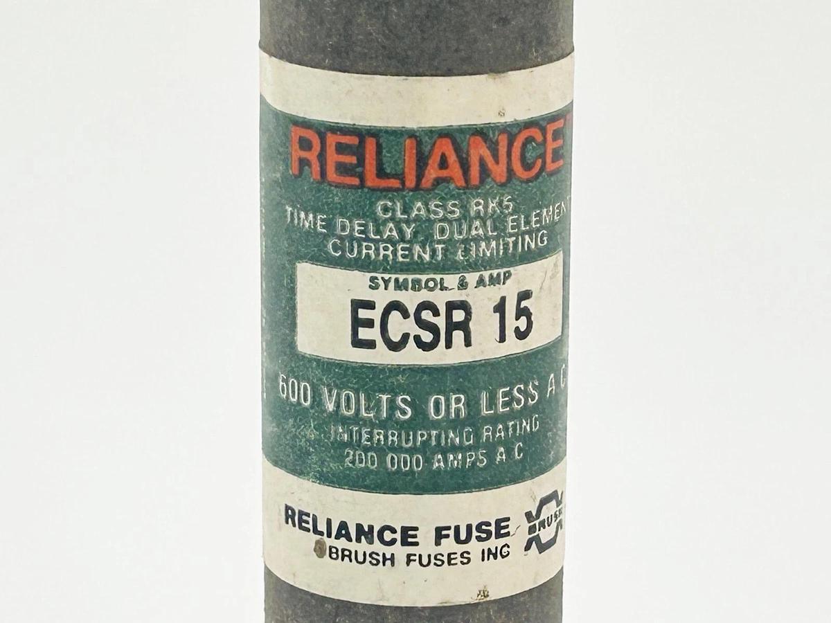 New Lot of 3 Reliance ECSR-15 Time Delay Dual lement Fuse 15A 600V Class RK5