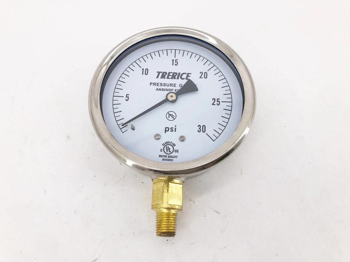 Lot of 3 New Trerice D82B4002LA30 Gauges D82B Dry 30psi 4" 1/4" NPT LMT