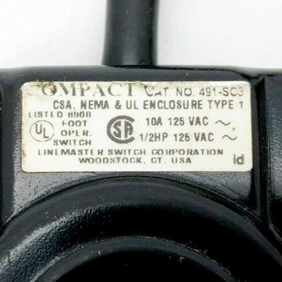 New Linemaster 491-SC3 Compact Foot Switch Momentary 10A 125VAC 2A190 - No Box