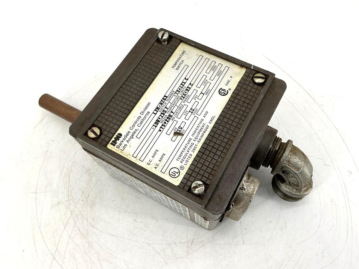Used Barksdale L2H-H203 Temperature Switch Range 75-200F 10A@120/250V 3A@480V