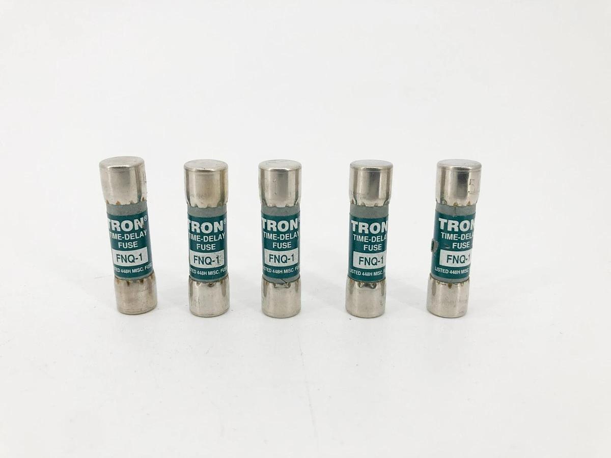 Lot of 5 New Bussmann Tron FNQ-1 Time Delay Fuses 1A 500V