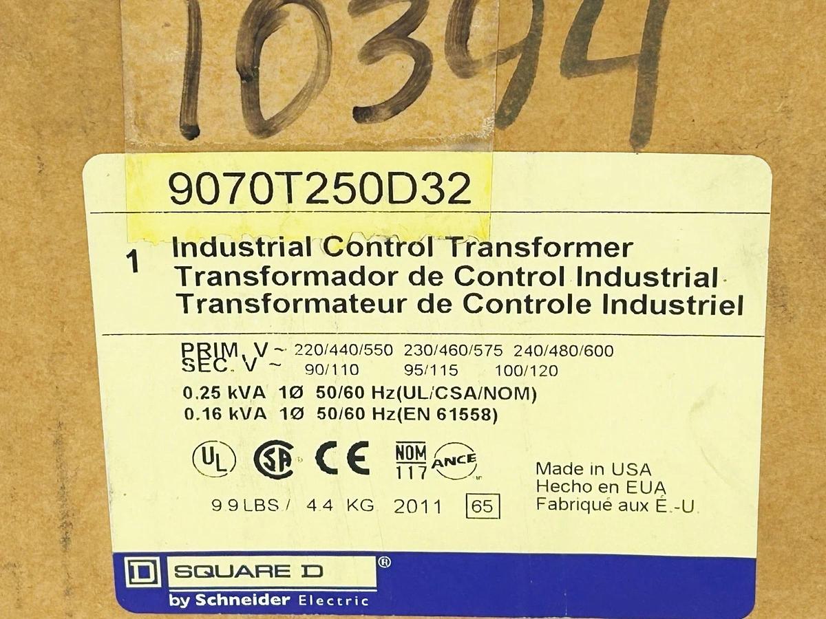 New Square D 9070T250D32 Transformer 250VA 110/120V 50/60Hz