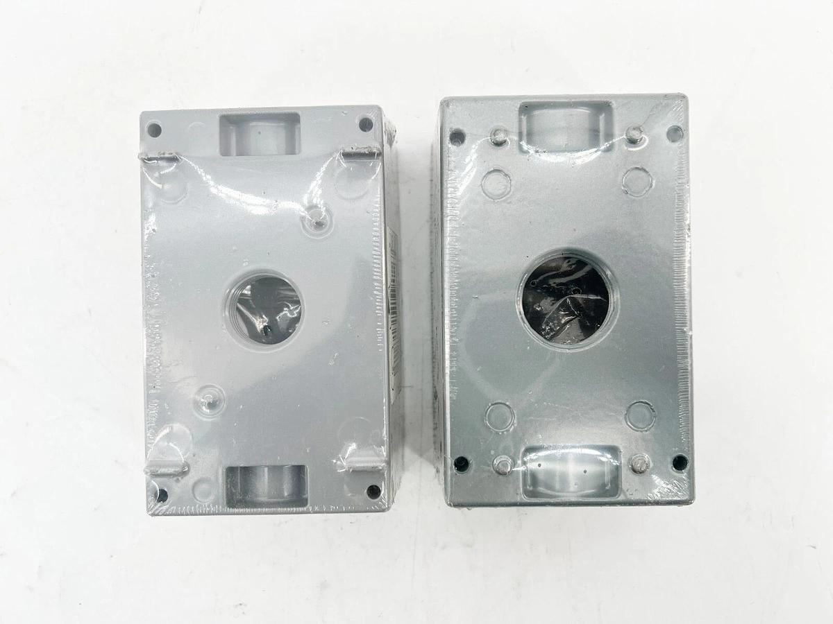 New Lot of 2 Hubbell Outdoor 5323-0 Gray Single Gang Box