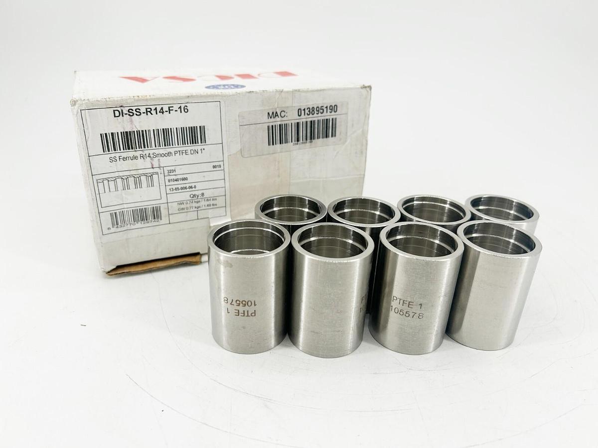 New Box of 8 Dicsa DI-SS-R14-F-16 SS Ferrule R14 Smooth PTFE DN 1"