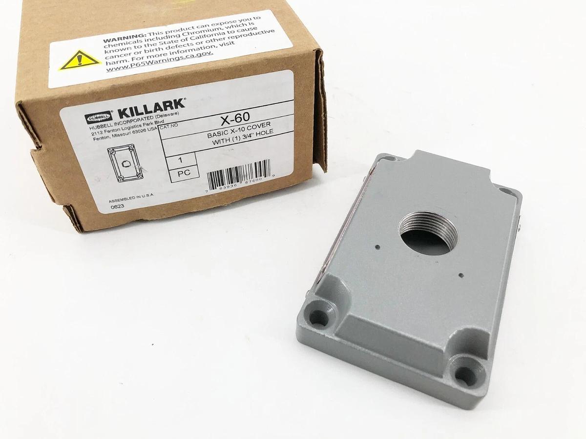 New Hubbell X-60 Basic X-10 Cover With One 3/4" NPSM Hole
