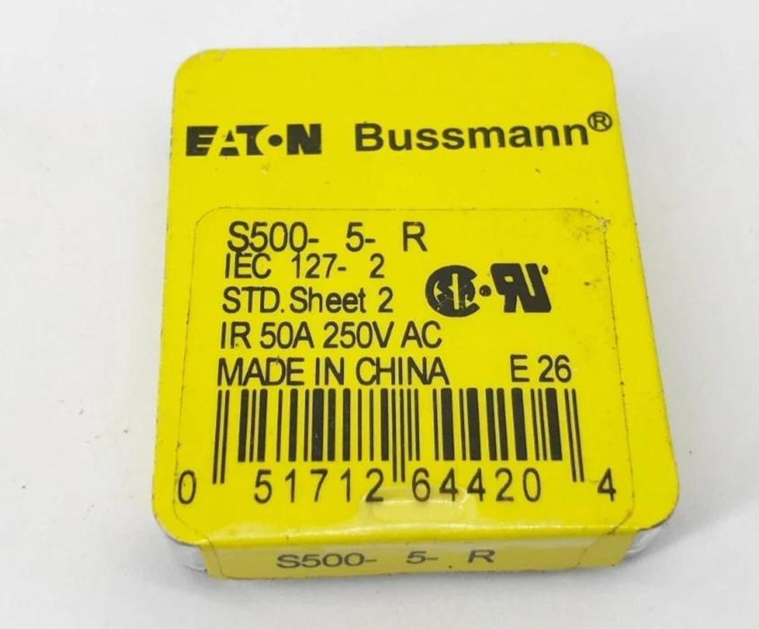 Lot of 10 New Eaton Bussmann S500-5-R Cartridge Fuses 5A 5x20mm