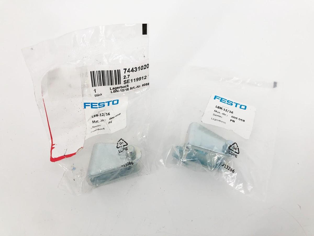 Lot of 2 New Festo LBN-12/16 Clevis Foot Mounting Kits 006058