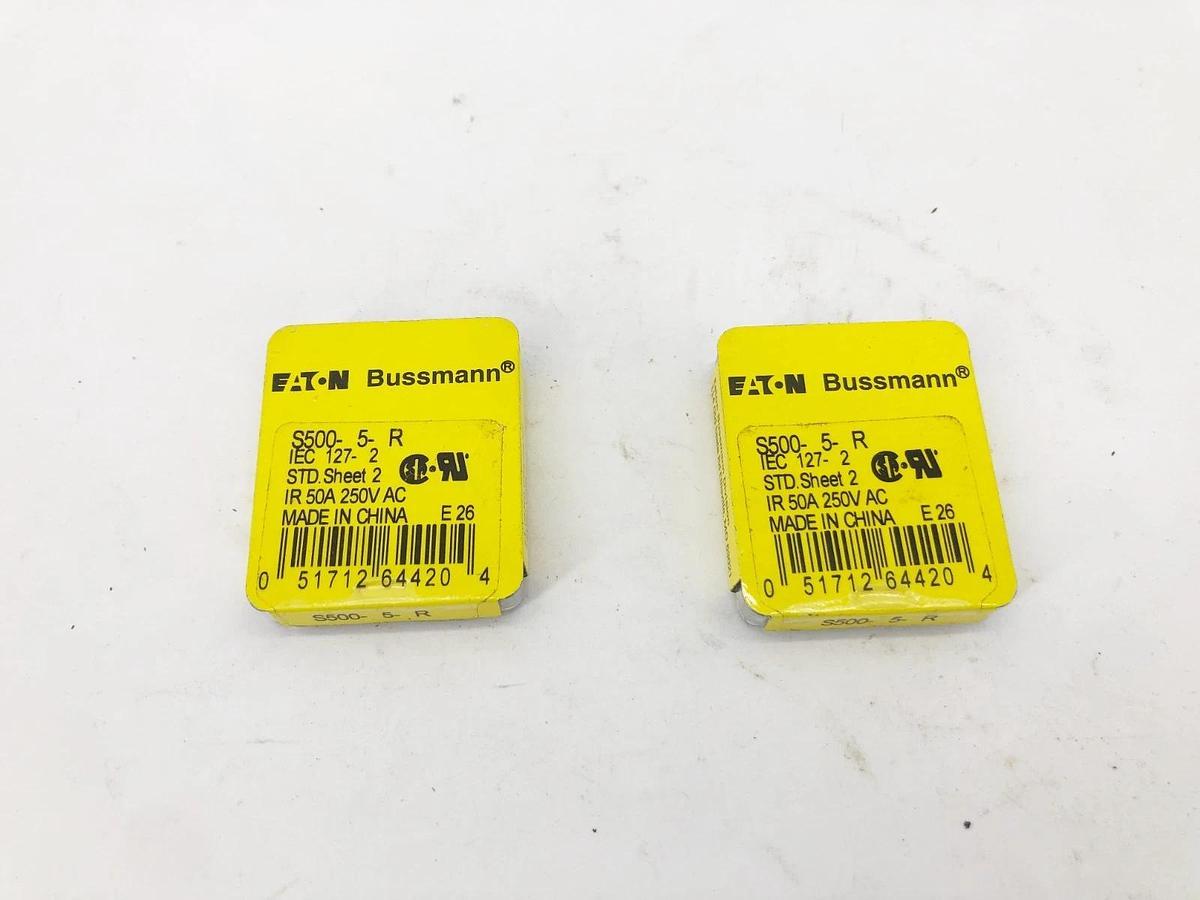 Lot of 10 New Eaton Bussmann S500-5-R Cartridge Fuses 5A 5x20mm