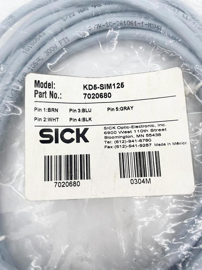 New Sick KD5-SIM125 Molded Sensor Cable 7020680