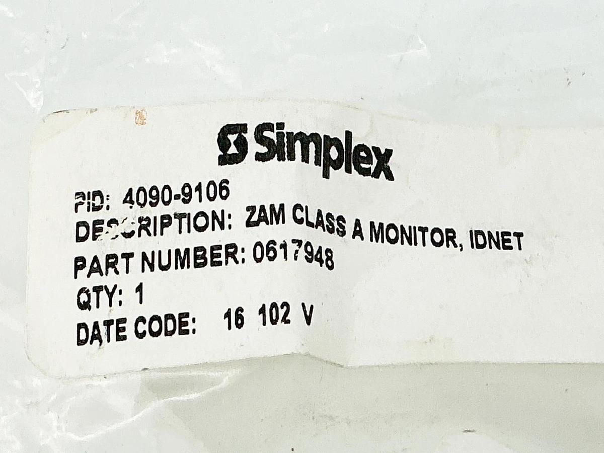 New Simplex 4090-9106 ZAM Class A Monitor IDET Module 0617948