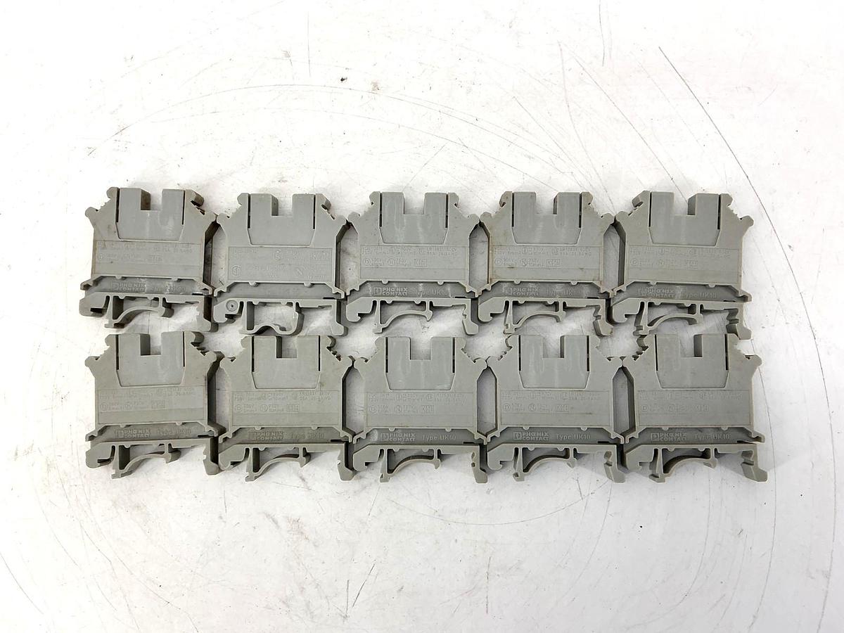 Used Lot of 10 Phoenix Contact UK-10 Terminal Block 26-8AWG 55A 600V UK10