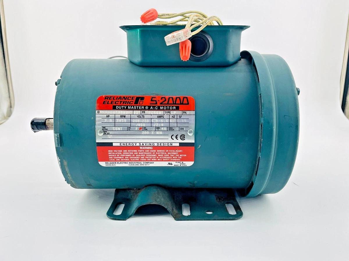 Used Reliance Electric P56H1438U-DA 5-2000 AC Motor 208-230V 5.5-6A 3450RPM 3PH 2HP