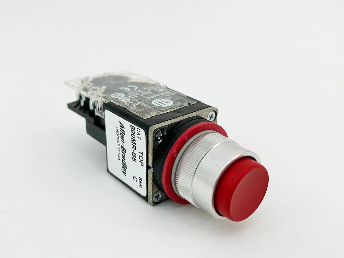 New Allen Bradley 800MR-B6A4K Pushbutton Momentary Contact Red Ser.C - No Box