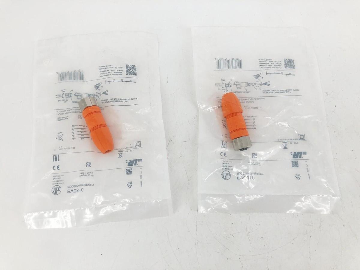 Lot of 2 New IFM EVC810 Female Wirable Connector Sockets SDOGH040MSSFKPG
