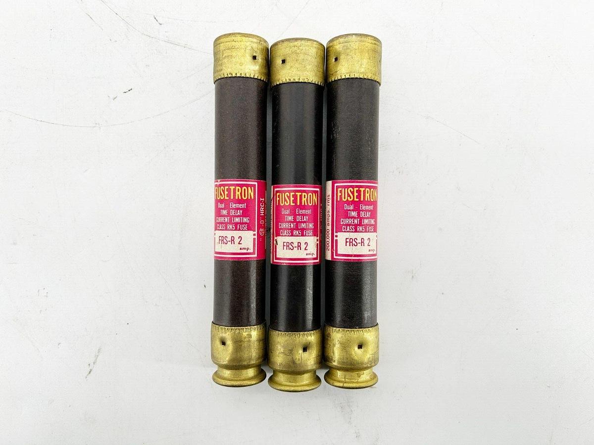 New Lot of 3 Bussmann FRS-R-2 Dual Element TIme Delay Fuse 2A 600V