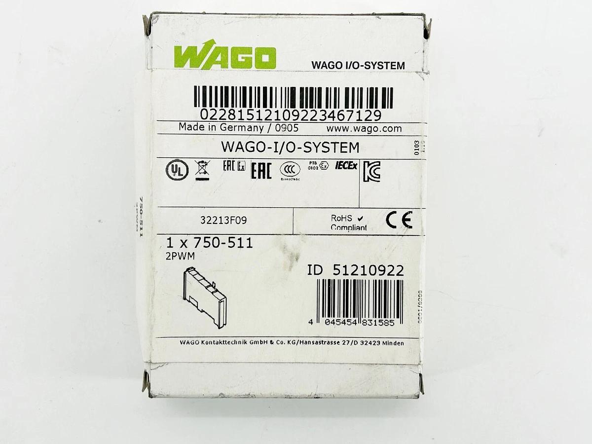 New Wago 750-511 Output Module 2 Pulse Width Outputs 24V 0.1A 250Hz