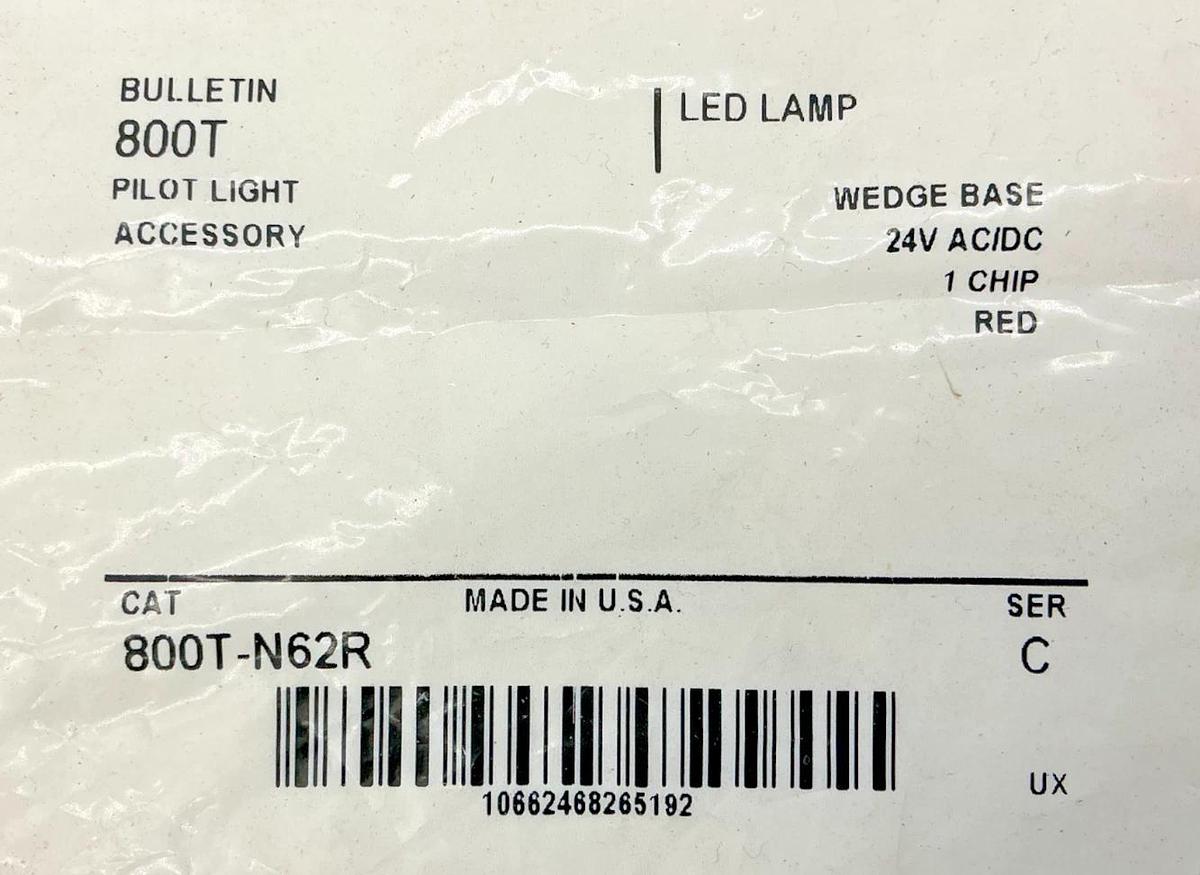 Lot of 2 New Allen Bradley 800T-N62R Ser C LED Lamp Wedge Base 1 Chip Red 24V