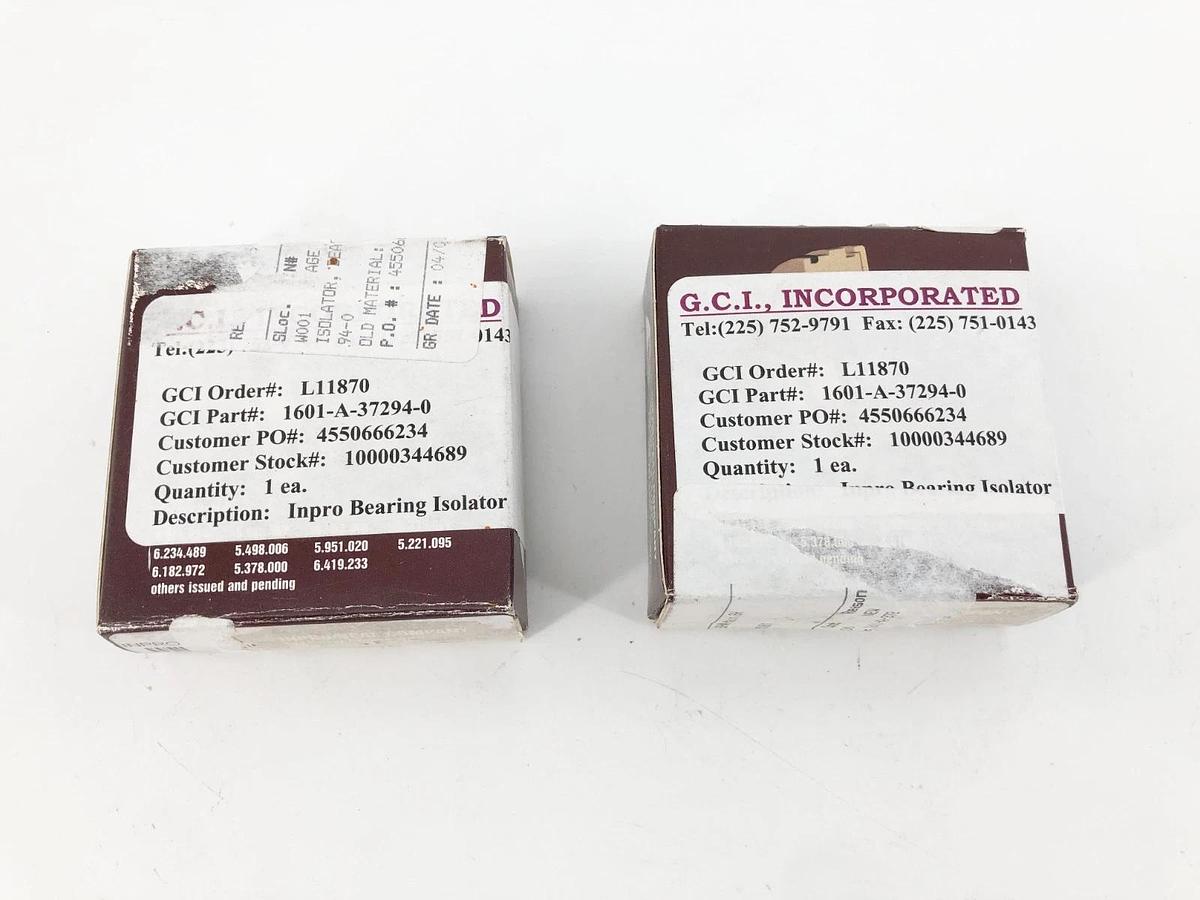 Lot of 2 New GCI 1601-A-37294-0 Inpro Bearing Isolators
