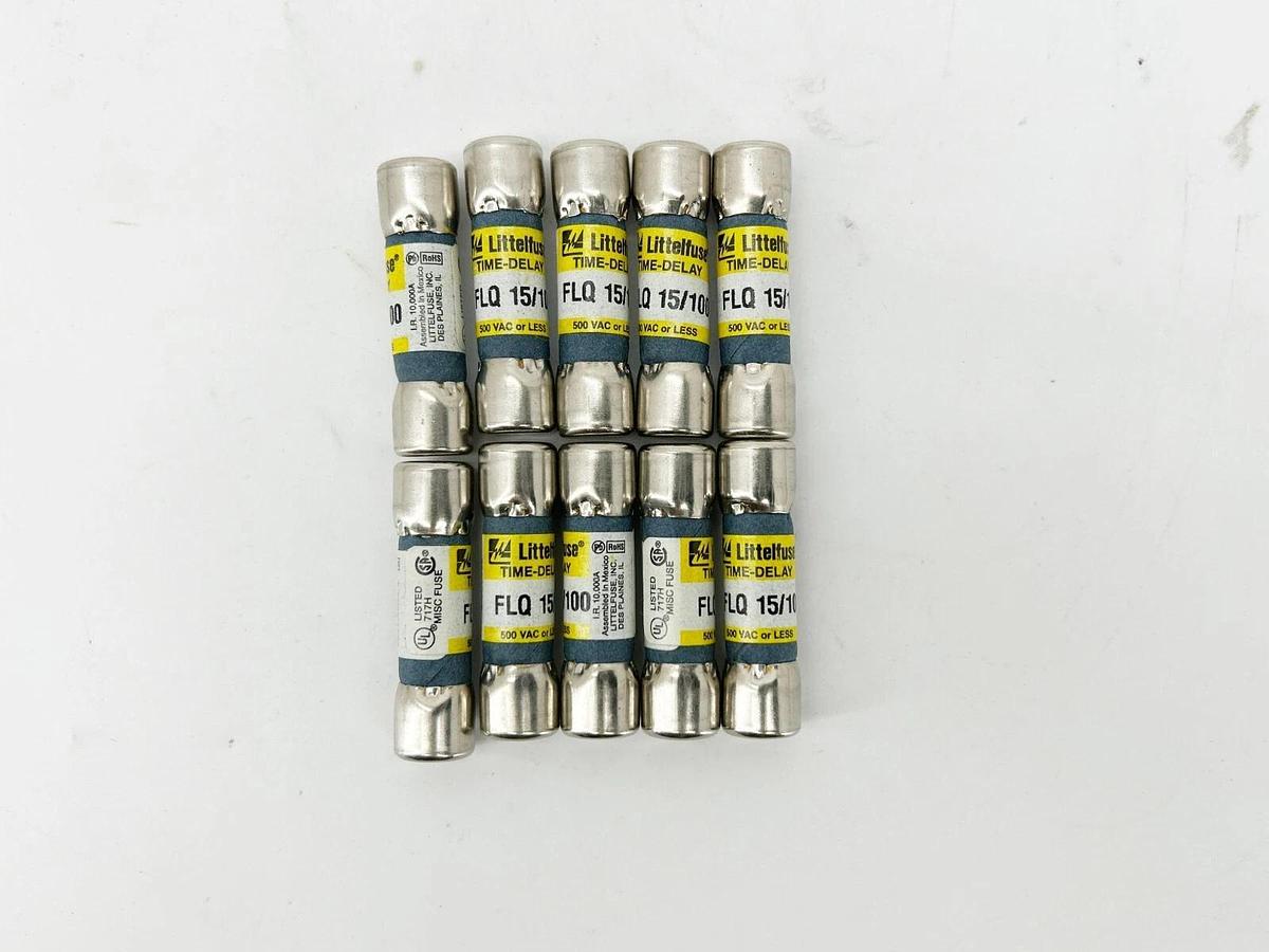 New Box of 10 Littelfuse FLQ-15/100 Time Delay Fuse .150A 500V