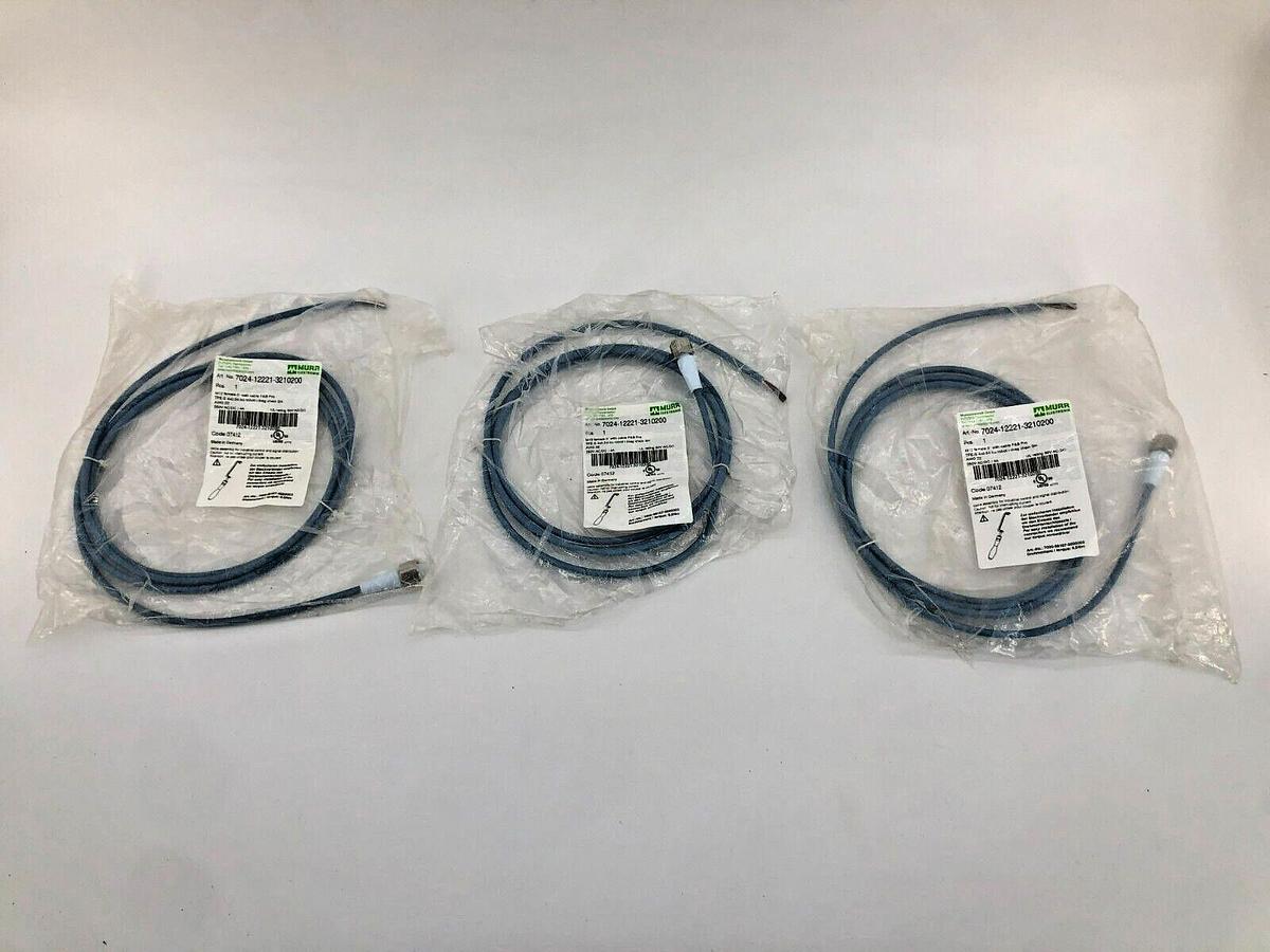 Lot of 3 New Murr Elektronik 7024-12221-3210200 Cables M12 Axial Female 6.5FT.