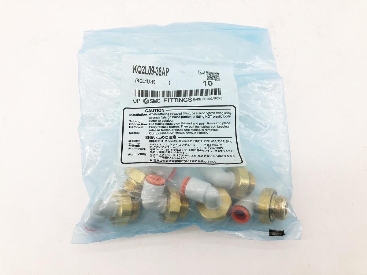 Bag of 6 New SMC KQ2L09-36AP Male Elbow Fittings 5/16" OD