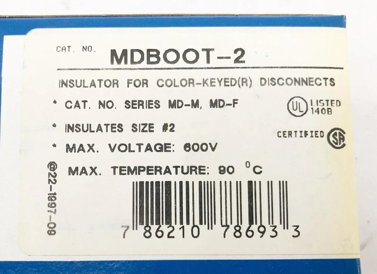 Box of 6 New Thomas & Betts MDBOOT-2 Insulators for Color-Keyed (R) Disconnects