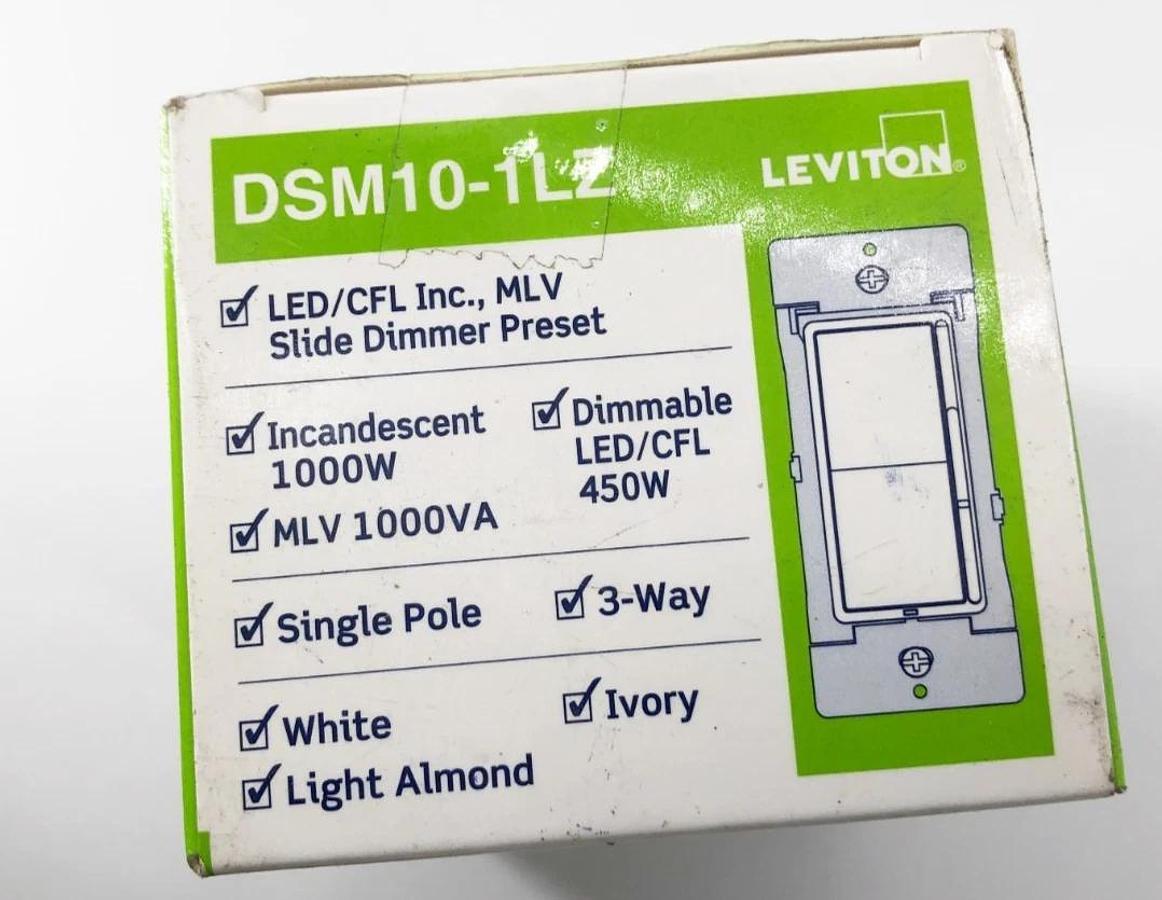 New Leviton DSM10-1LZ Slide Dimmer Switch for Magnetic Low Voltage