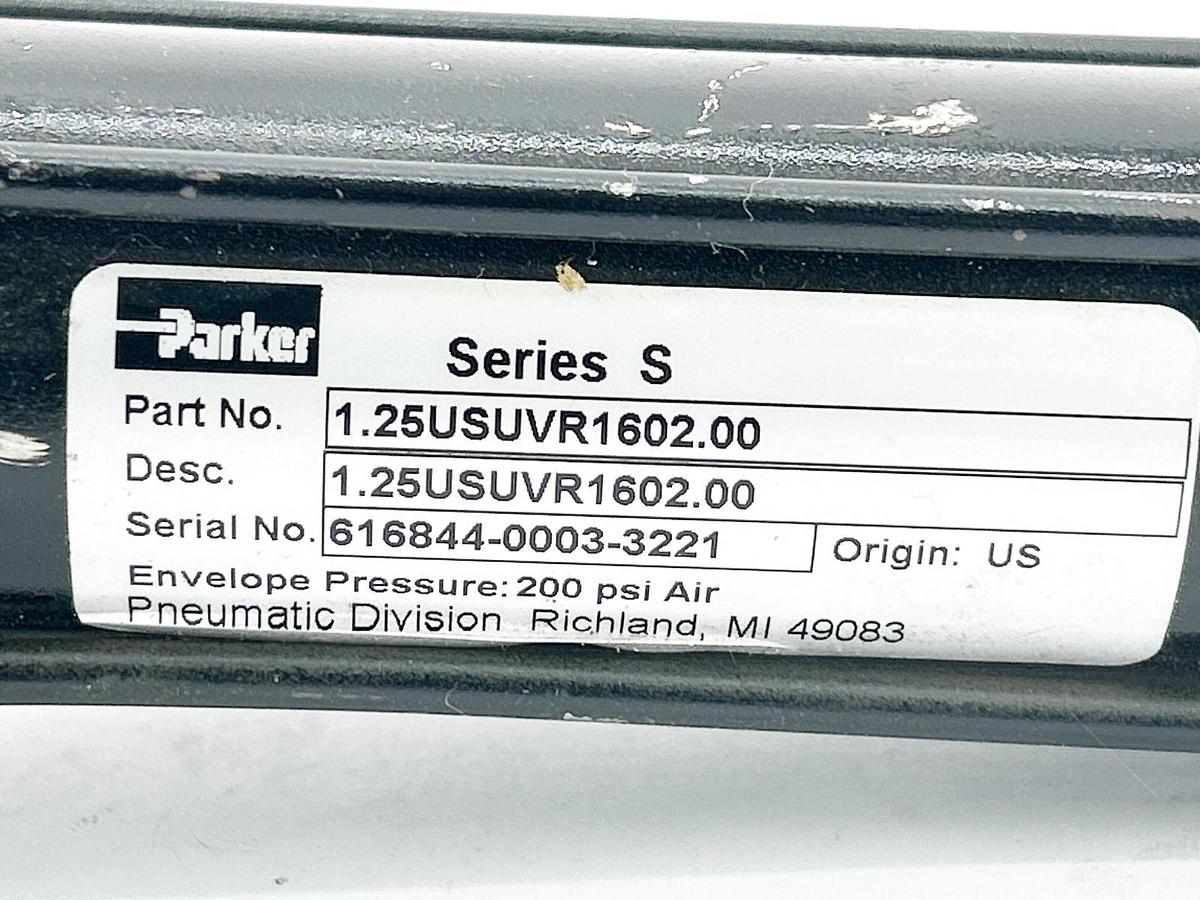 Used Parker 1.25USUVR1602.00 Pneumatic Cylinder 200PSI 1.25" Bore 2" Stroke