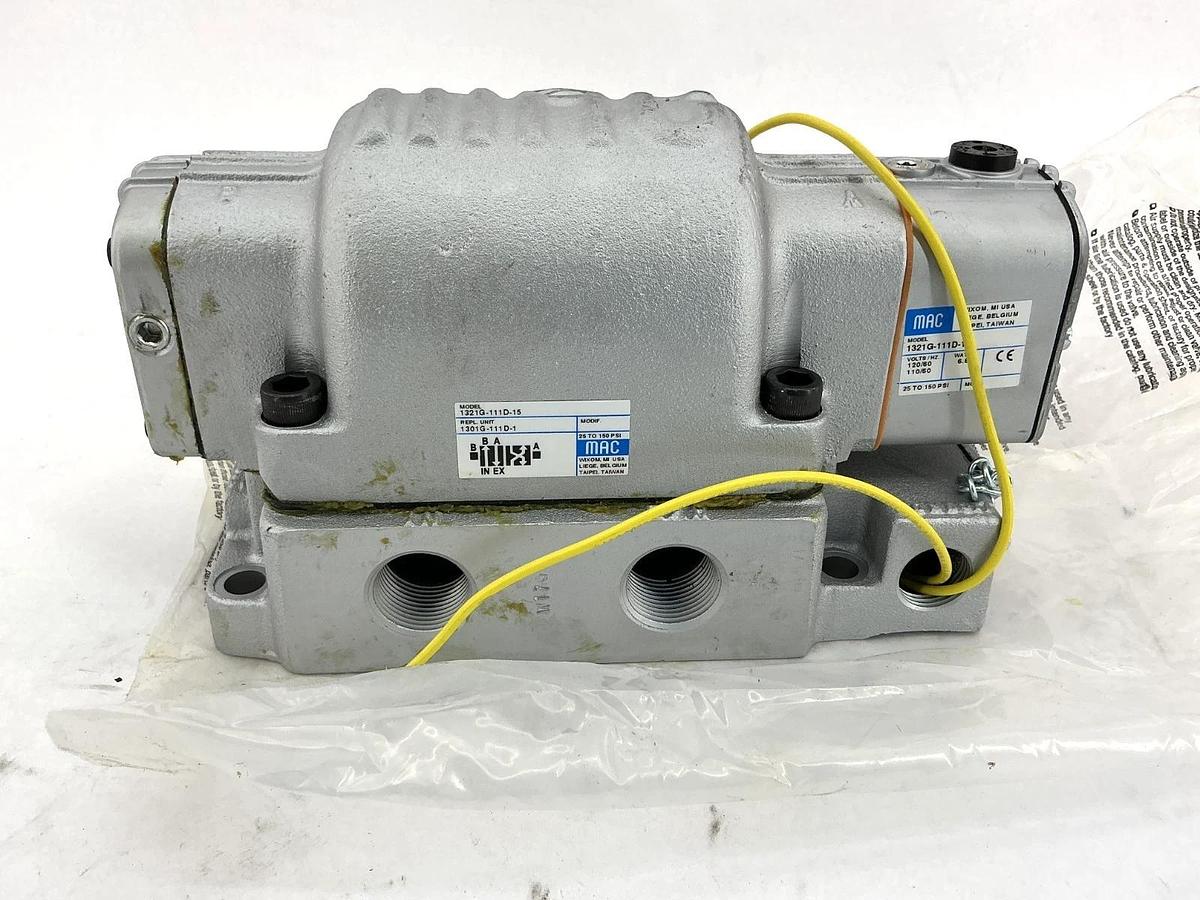 New Mac Valves 1321G-111D-15 Solenoid Valve 4/2-Way Sub base 3/4inch Fem NPTF