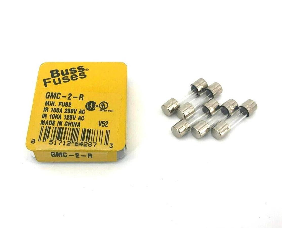 Box of 5 New Bussmann GMC-2-R Fuses 2 Amp