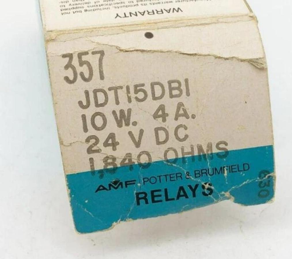 New Potter & Brumfield JDT15DB1 Relay 24VDC 10W 4A 1840ohms