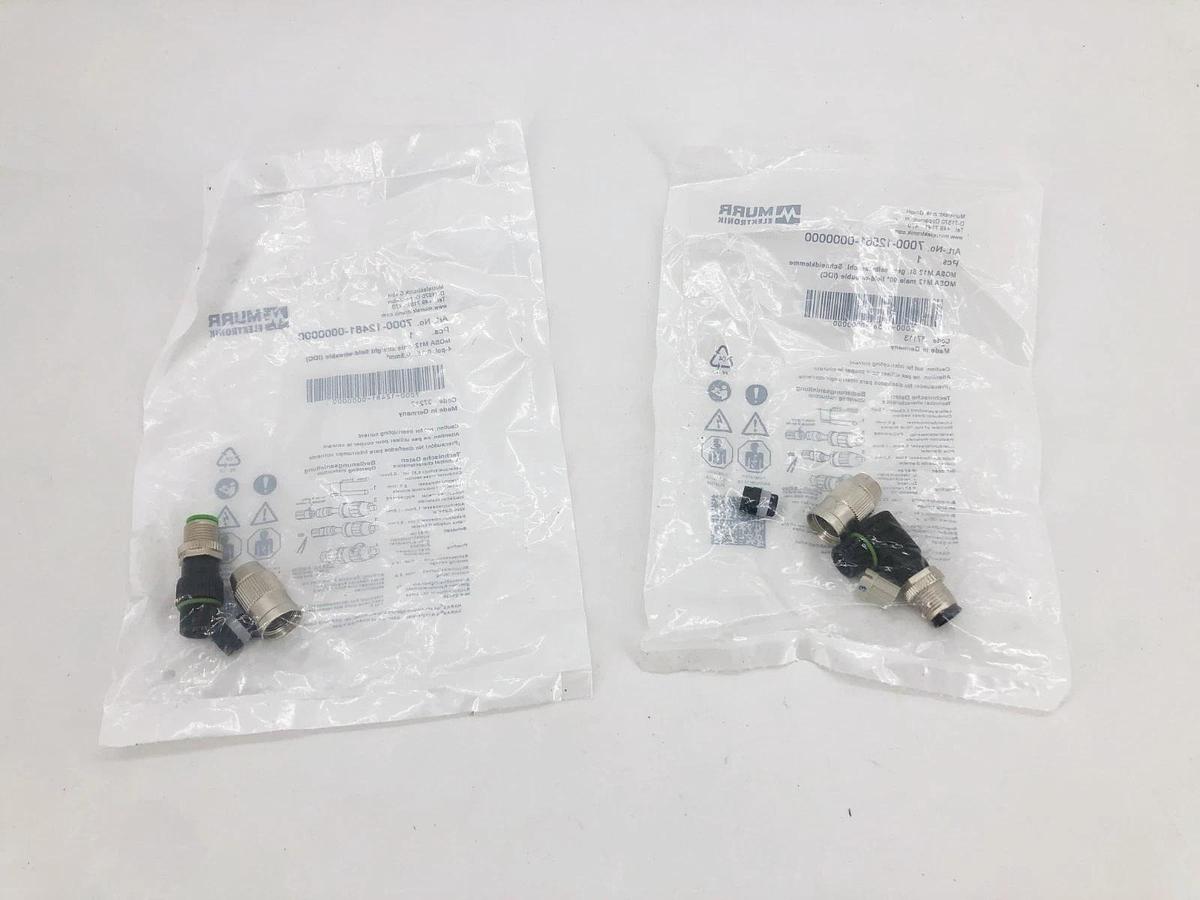 Lot of 2 New Murr Elektronik 7000-12561-0000000 Field Wireable MOSA M12 Male 90°