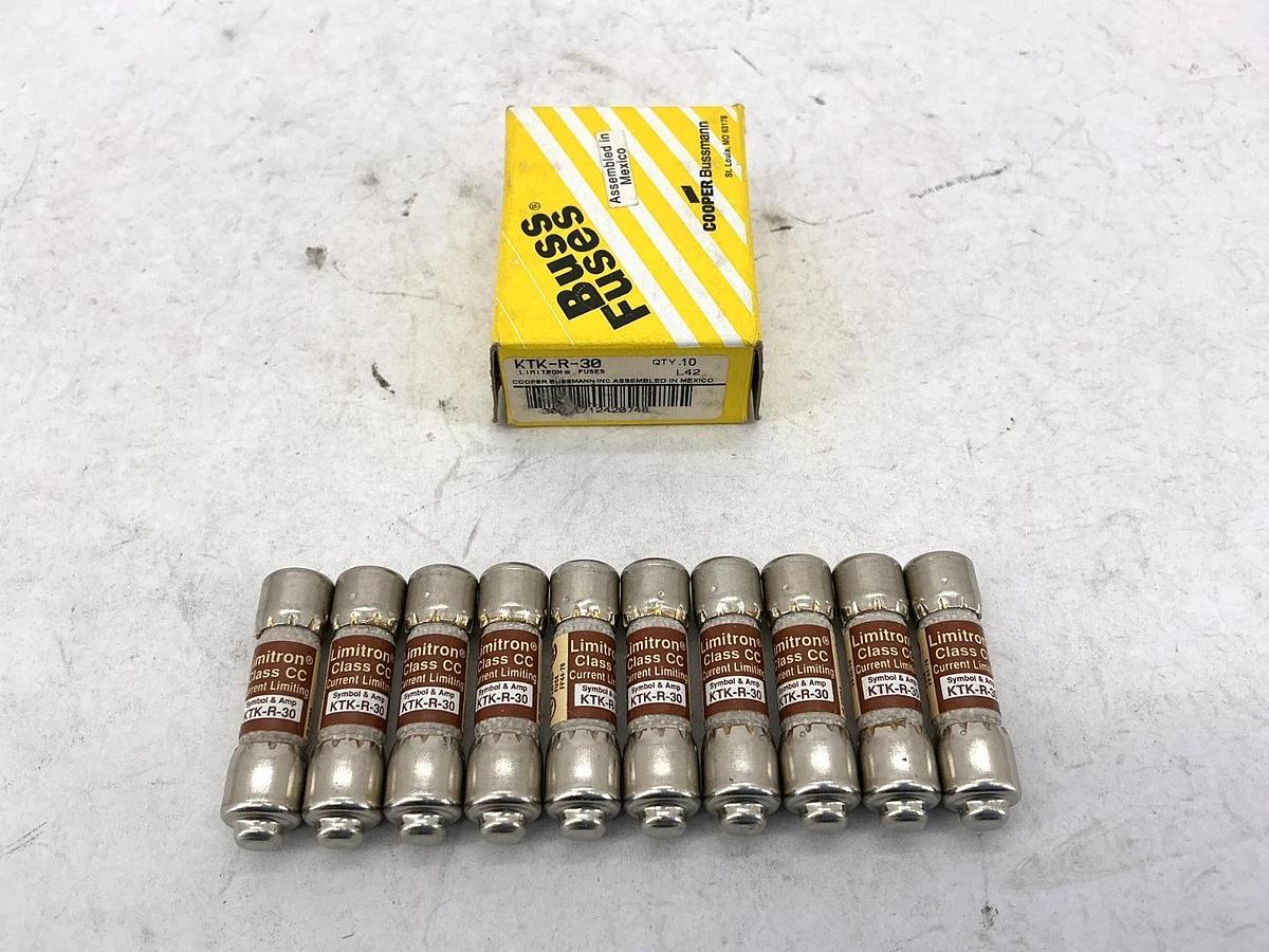 New Bussmann KTK-R-30 Limitron Current-Limiting Class CC Fuse 30A 600V Box of 10