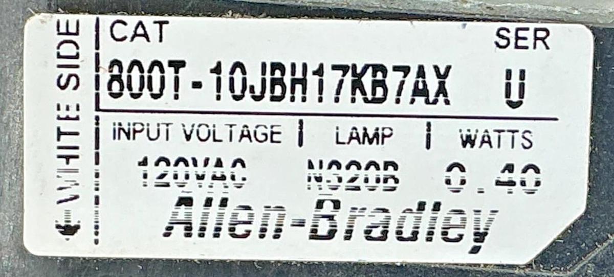 New Allen Bradley 800T-10JBH17KB7AX Ser U Selector Switch 3Pos 120VAC - No Box