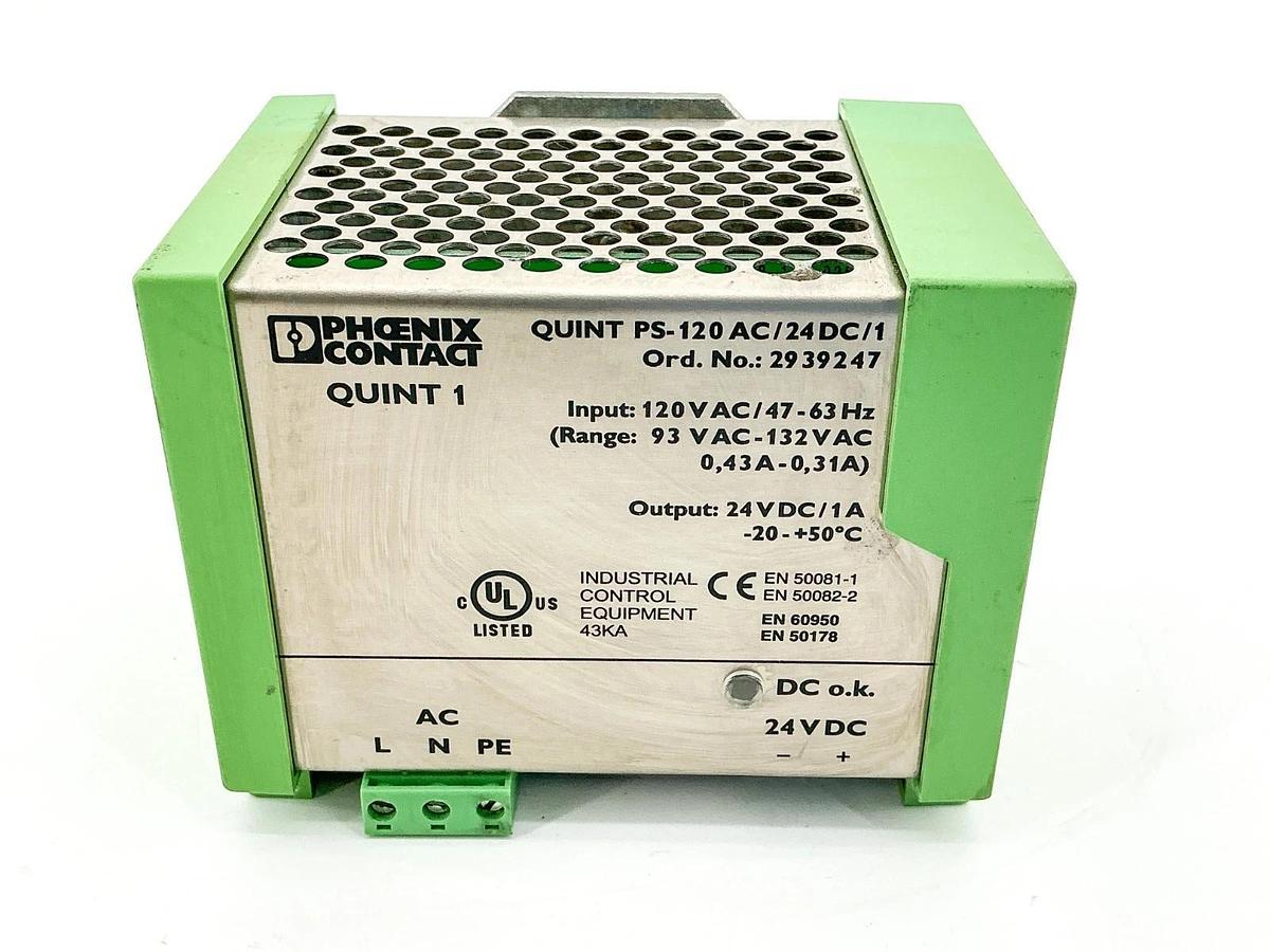 Used Phoenix Contact QUINT-PS-120AC/24DC/ 1 Power Supply 120VAC Input 24VDC Output